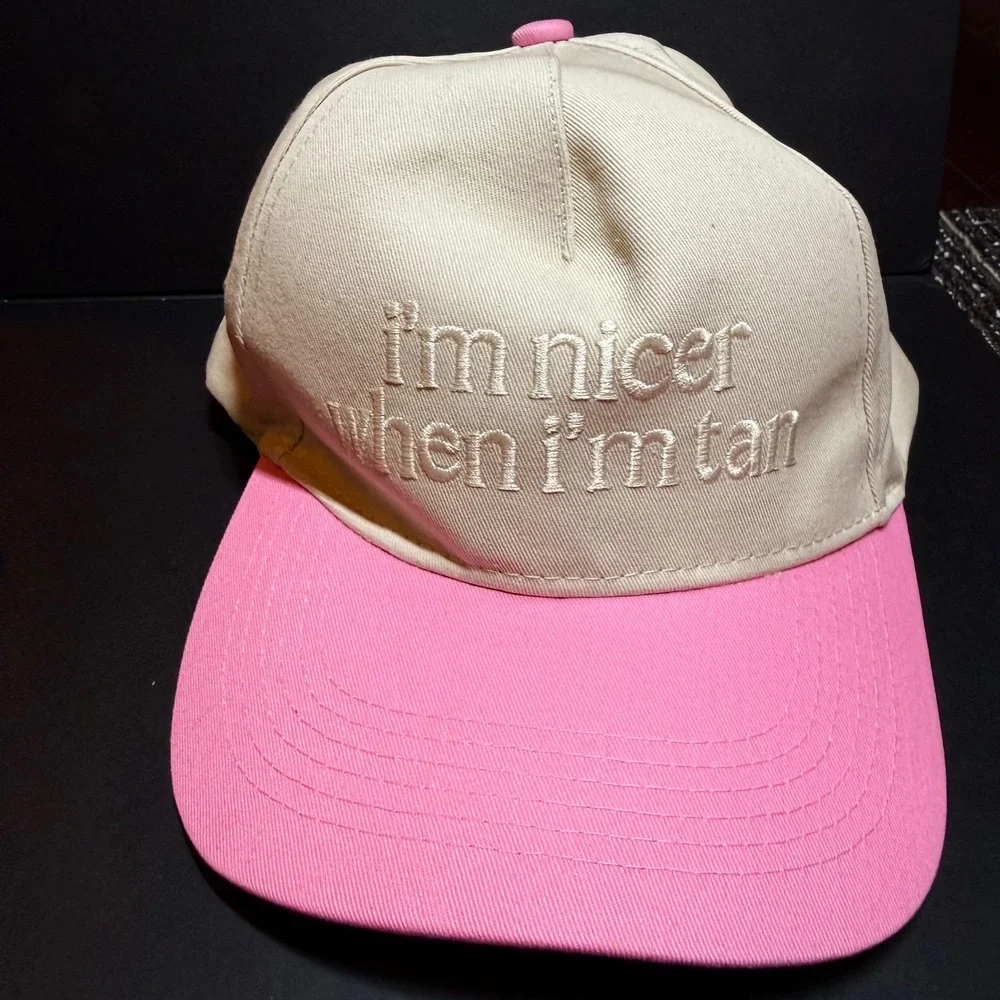 Snapback Hat Women Adjustable Tan Pink NEW Im Nicer When Im Tan Cap